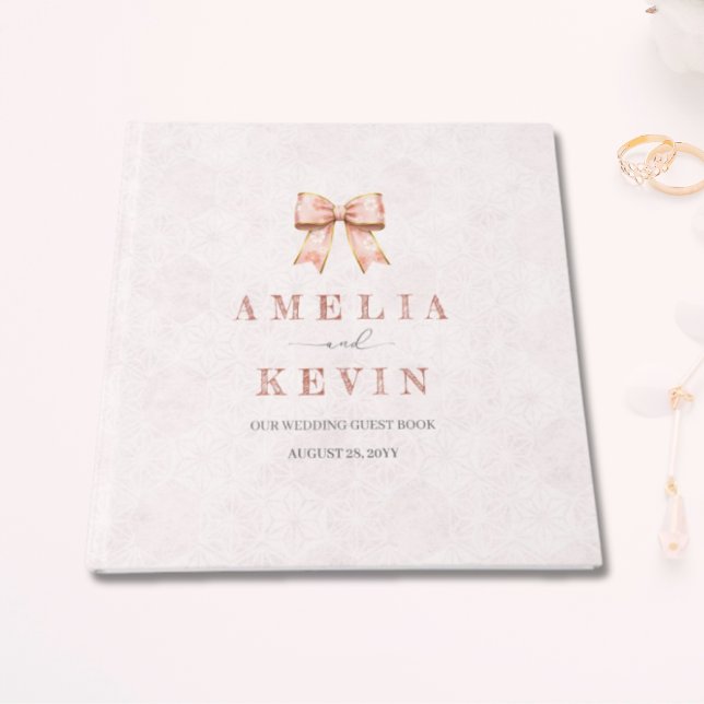Pink Sakura Ribbon Engagement Party Guest Book (Creator Uploaded)