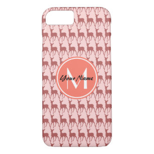 Pink Salmon Deer, Custom Monogram, Personalized Case-Mate iPhone Case