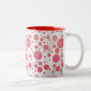Pink Salmon Swirl Dot Pattern Two-Tone Coffee Mug