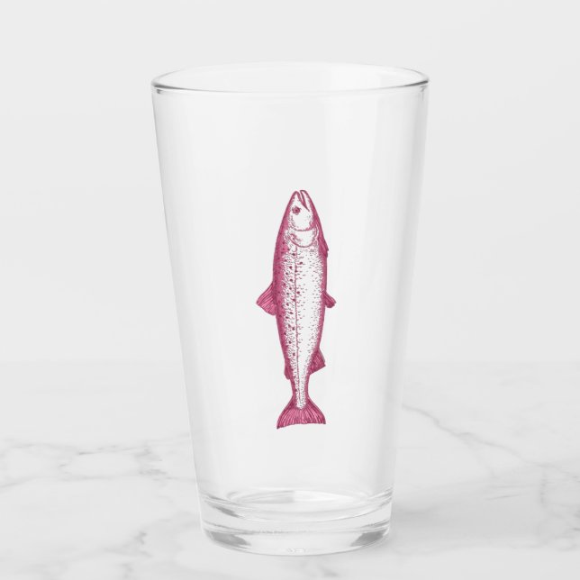 Pink Salmon Trout Glass for Beer Drinkers (Front)