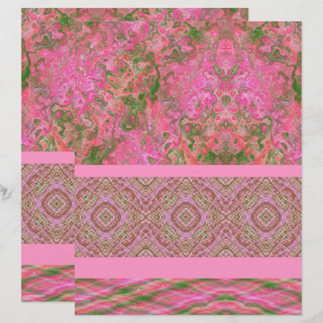 Pink Sampler Scrapbook Paper 2-Sided Page (Front/Back)