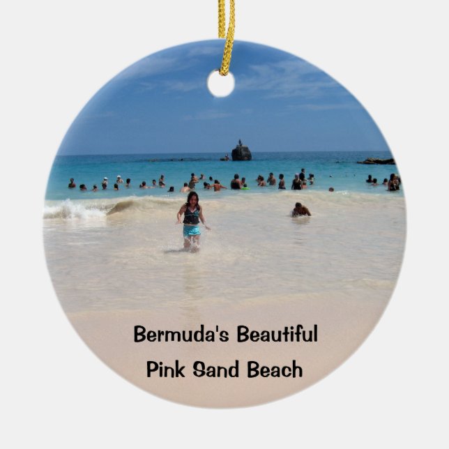 Pink Sand Beach #3, Bermuda's Beautiful, Pink S... Ceramic Ornament (Front)