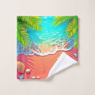 Pink Sand Beach Paradise Design Bath Towel Set