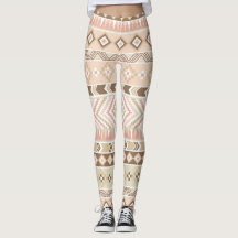 Pink Sand Beige Tribal Aztec Stripe Legging