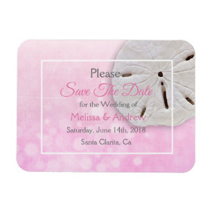 Pink Sand Dollar Wedding Save the Date Magnet