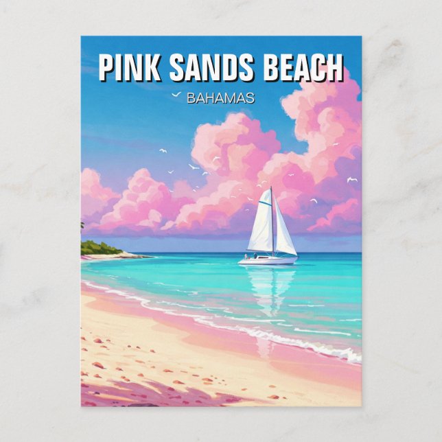 Pink Sands Beach Bahamas Travel Postcard (Front)