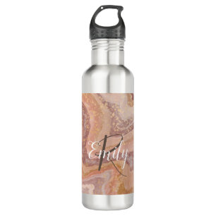 Pink Sandstone Agate Marble Abstract Name Monogram 710 Ml Water Bottle