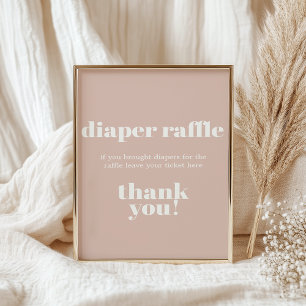 Pink Sandstone Typography Baby Shower Diaper Poster