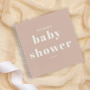 Pink Sandstone Typography Baby Shower Notebook