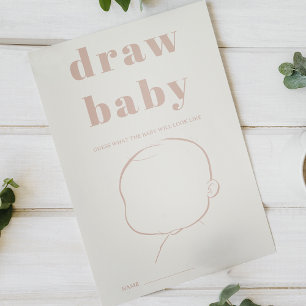 Pink Sandstone Typography Shower Draw Baby Game Flyer