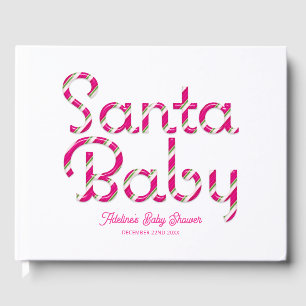 Pink Santa Baby Christmas Baby Shower Guestbook