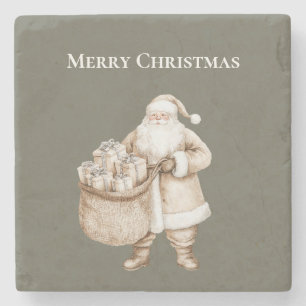 Pink Santa Car Christmas Stone Coaster