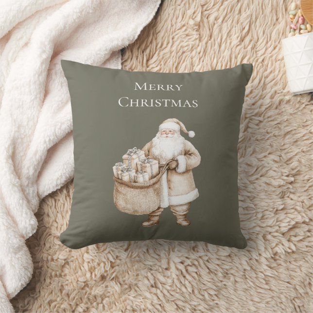 Pink Santa Car Christmas   Throw Pillow (Blanket)