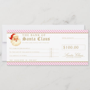 Pink Santa Cheque Gift Voucher Card