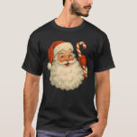 Pink Santa Claus Christmas Candy Cane Vintage Girl T-Shirt<br><div class="desc">Pink Santa Claus Christmas Candy Cane Vintage Girl Women</div>