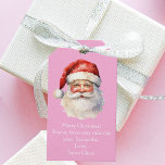 Pink Santa Claus Custom Girls Christmas Party Gift Tags<br><div class="desc">Customize these pretty pink Santa Claus gift tags with your own personalized text with your little girl's name in white script. This beautiful old fashioned drawing of Santa's red hat and white beard are the perfect holiday tags for your children's presents under the tree on Christmas day.</div>