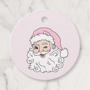 Pink Santa Claus Favour Tags
