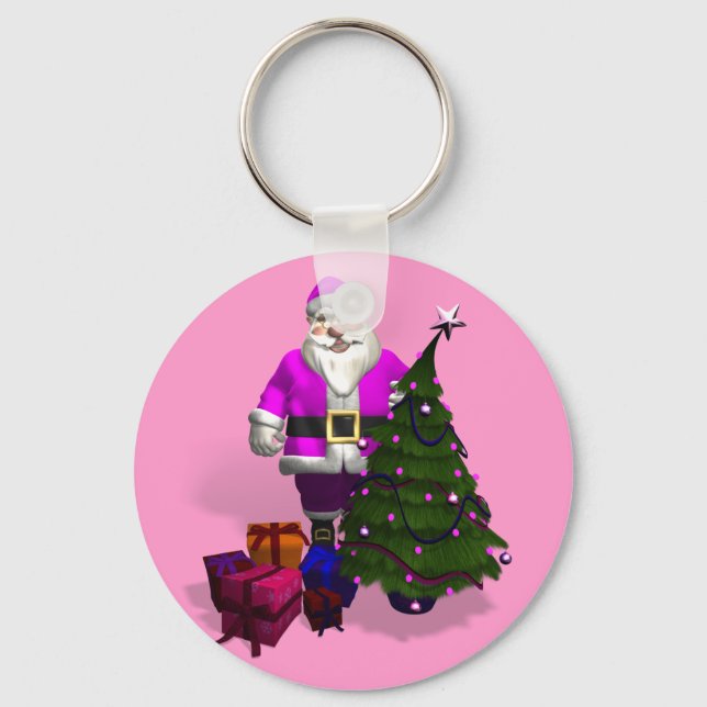 Pink Santa Claus Keychain (Front)