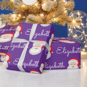 Pink Santa Face Personalize Christmas Holiday gift Wrapping Paper