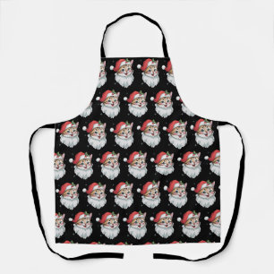 Pink Santa Hat Retro Cute Kitty Cat Christmas Apron