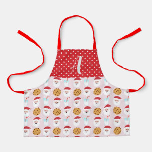 Pink Santa Milk and Cookies Apron, Small Apron