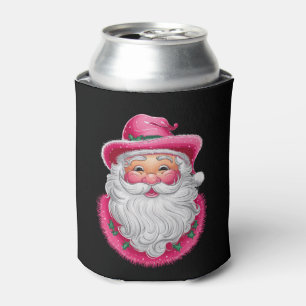 Pink Santa Retro Christmas Matching Family Party Can Cooler