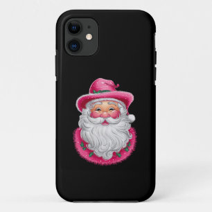 Pink Santa Retro Christmas Matching Family Party iPhone 11 Case