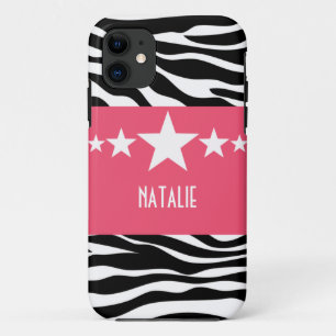 Pink Sassy Star Zebra BT iPhone 5 Case