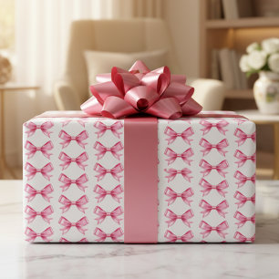 Pink Satin Bow Wrapping Paper Sheets