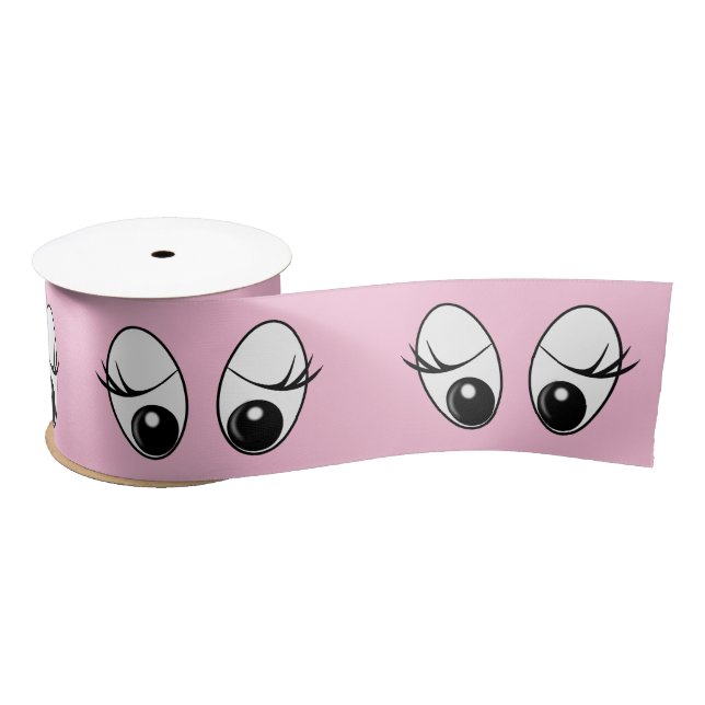 Pink Satin Ribbon Playful Curious Eyes (Spool)