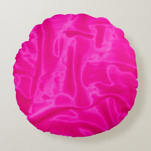 Pink Satin-Round Throw Pillow (Front)