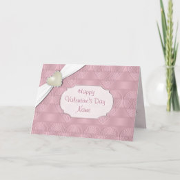 Pink Satin Valentine Heart Greeting Card