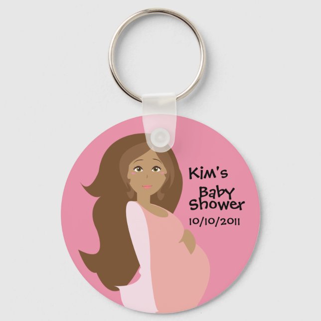 Pink Save The Date Baby Shower Keychain (Front)