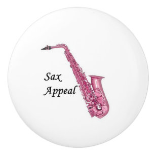 Pink Saxophone Ceramic Pull