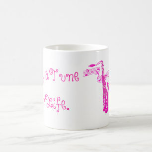 Pink Saxophone & Notes Play a Tune For life- Mug