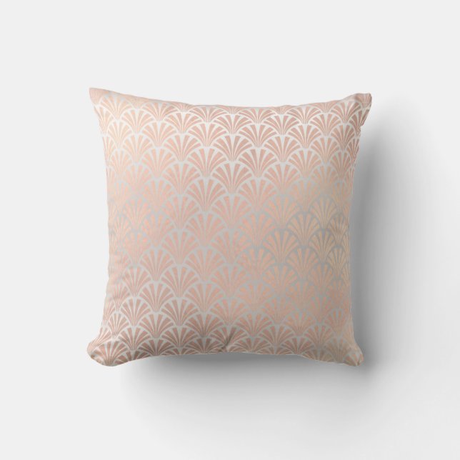 Pink Scales White Grey Art Deco Geometry Seashells Throw Pillow (Front)