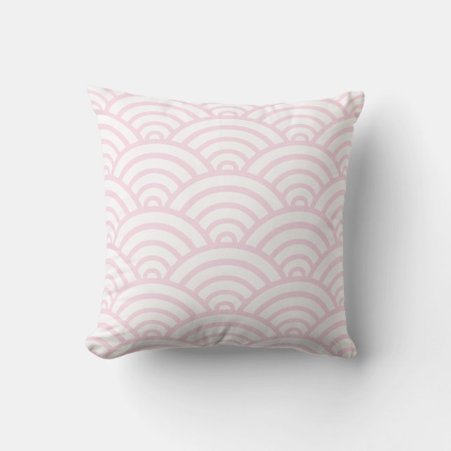 Pink Scallop Pattern Throw Pillow (Front)