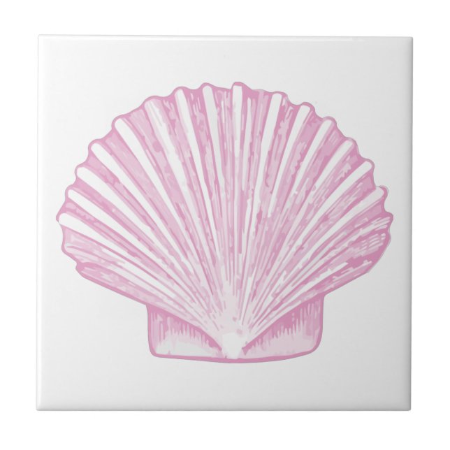 Pink Scallop Shell Coastal Tile (Front)