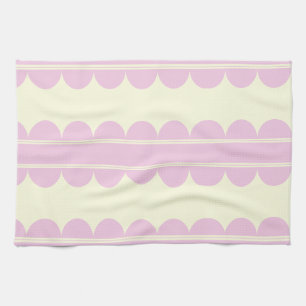 Pink Scalloped Motif Tea Towel