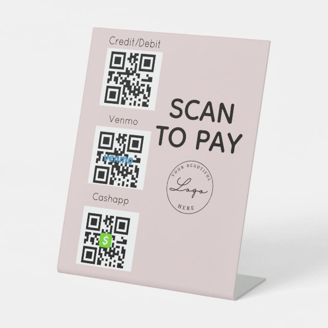 Pink Scan to pay QR Code Contactless Sign  (Front)