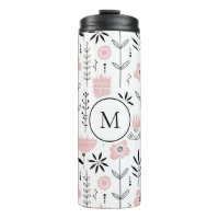 Pink Scandinavian Floral Pattern Monogram