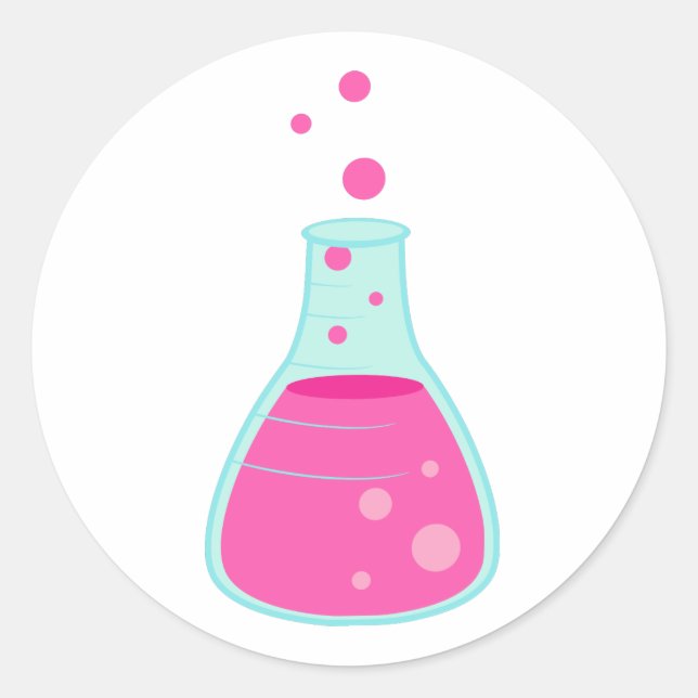 Pink Science Beaker Classic Round Sticker (Front)