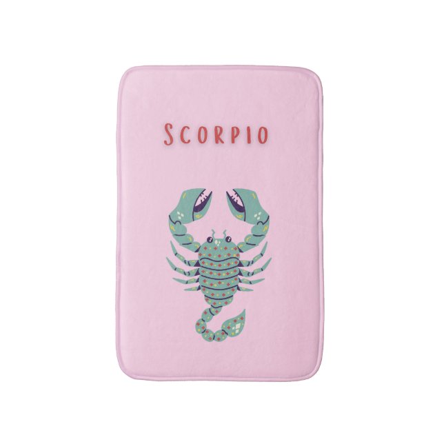 Pink Scorpio, zodiac, star sign Bath Mat (Front Vertical)