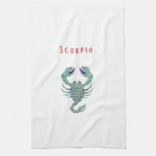 Pink Scorpio, zodiac, star sign Kitchen Towel