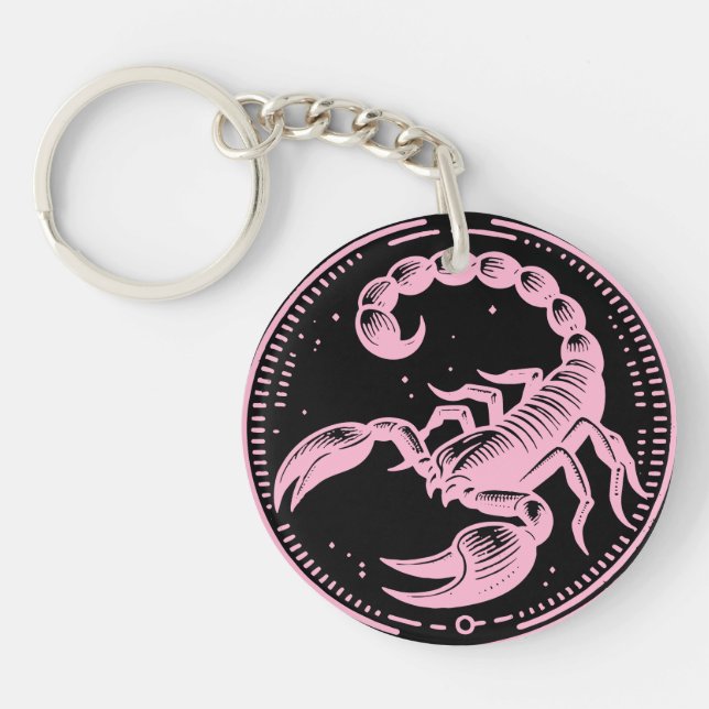Pink Scorpion Astrology Zodiac Sign Scorpio Keychain (Front)