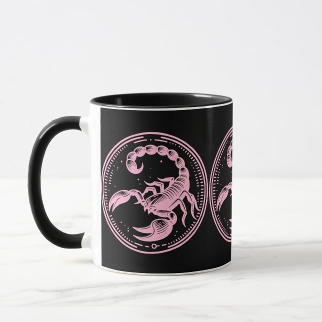 Pink Scorpion Astrology Zodiac Sign Scorpio Mug (Left)