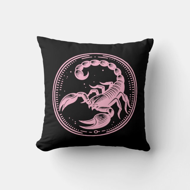 Pink Scorpion Astrology Zodiac Sign Scorpio Throw Pillow (Front)