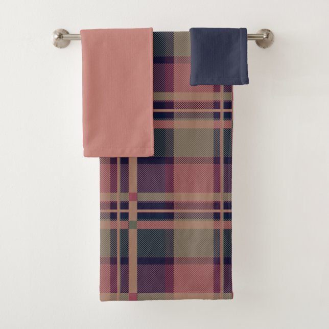Pink Scottish Lady Tartan Pattern Bath Towel Set (Insitu)