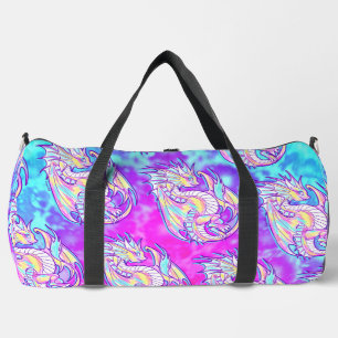 Pink Scribble Cute Girly Dragon Wyvern Inugami Duffle Bag