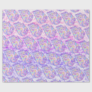 Pink Scribble Cute Girly Dragon Wyvern Inugami Wrapping Paper
